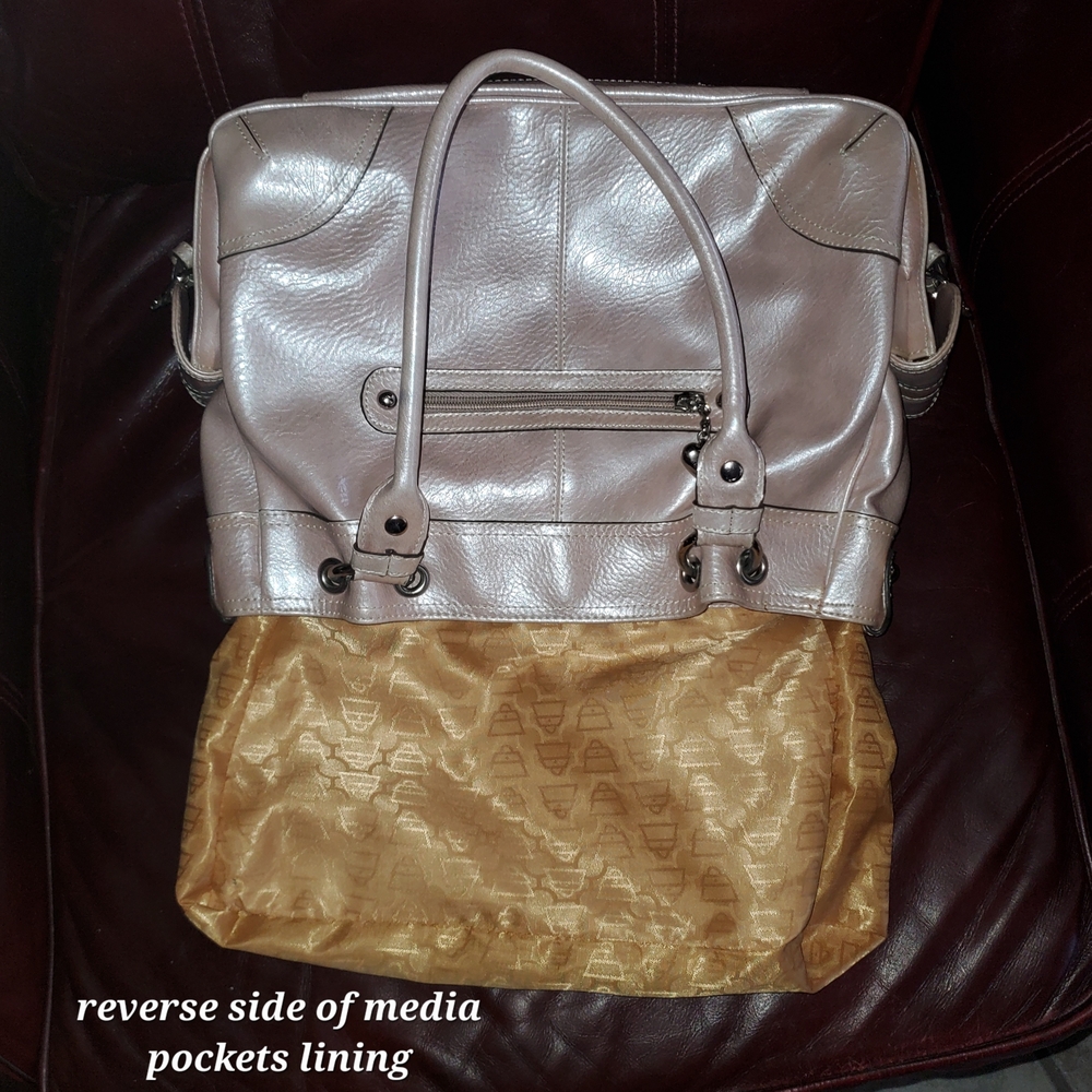 Women’s Metallic Light Pink Tote Bag - Elegant Everyday Handbag - Picture 15 of 16